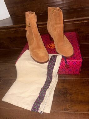 Tory Burch Tan Suede Ankle Boots